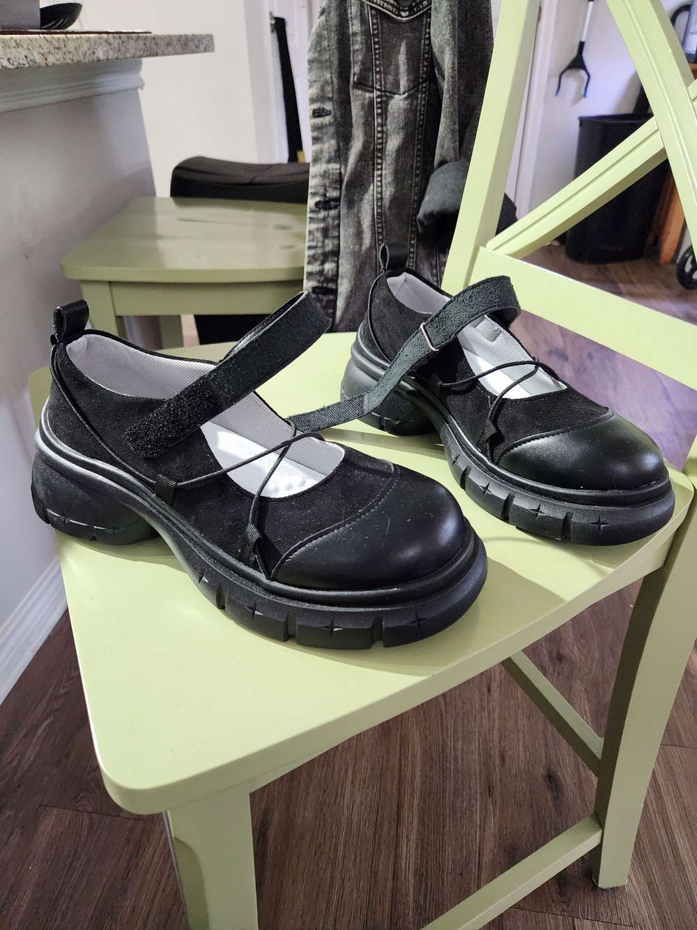 Asylum Black Platform Athletic Mary Janes - Picture 3 of 6